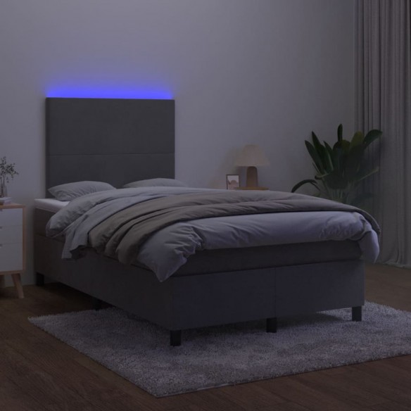 Cadre de lit avec matelas LED Gris foncé 120x200 cm