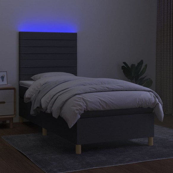 Cadre de lit et matelas et LED Gris foncé 80x200cm