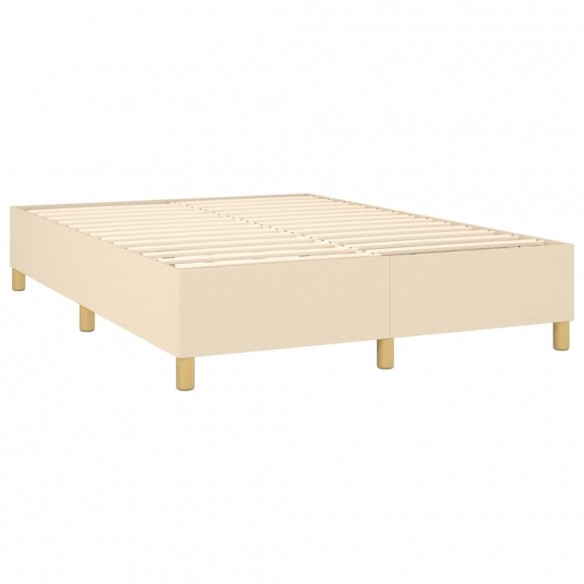 Cadre de lit et matelas et LED Crème 140x200cm Tissu