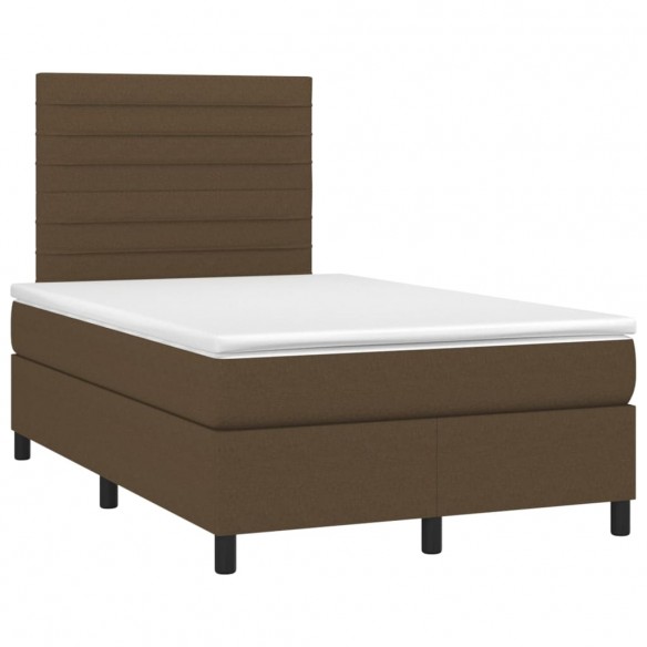 Cadre de lit matelas et LED Marron foncé 120x200 cm