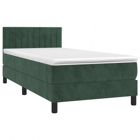 Cadre de lit avec matelas LED Vert foncé 100x200 cm