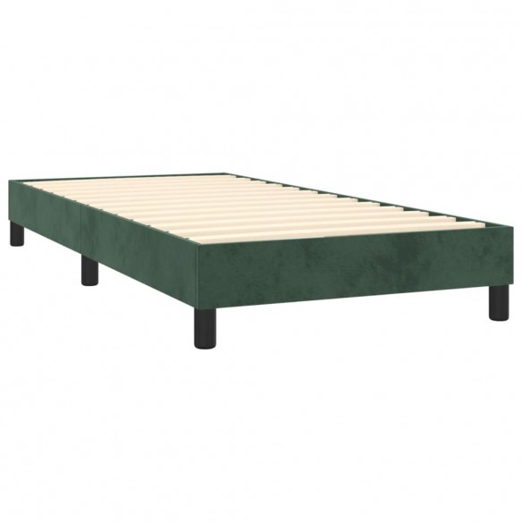 Cadre de lit avec matelas et LED Vert foncé 90x200cm