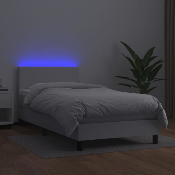 Cadre de lit et matelas et LED Blanc 100x200 cm