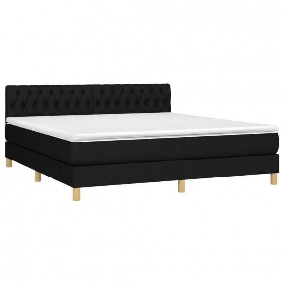 Cadre de lit avec matelas LED Noir 180x200 cm Tissu