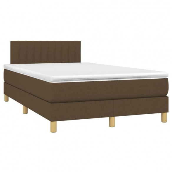 Cadre de lit matelas et LED Marron foncé 120x200 cm