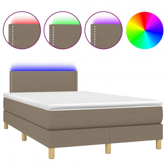 Cadre de lit avec matelas LED Taupe 120x200 cm Tissu