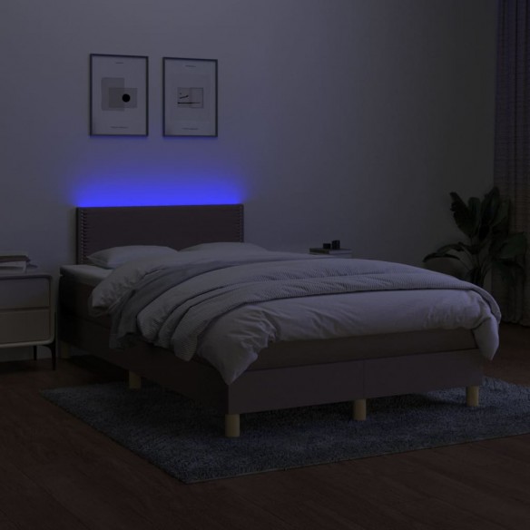 Cadre de lit avec matelas LED Taupe 120x200 cm Tissu