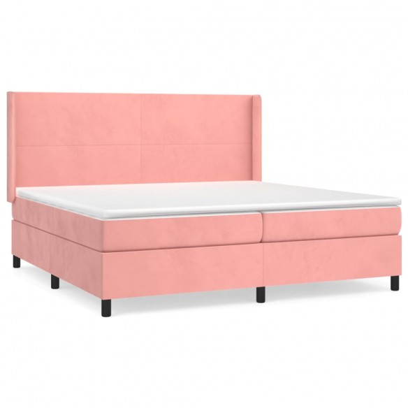 Cadre de lit avec matelas Rose 200x200 cm Velours