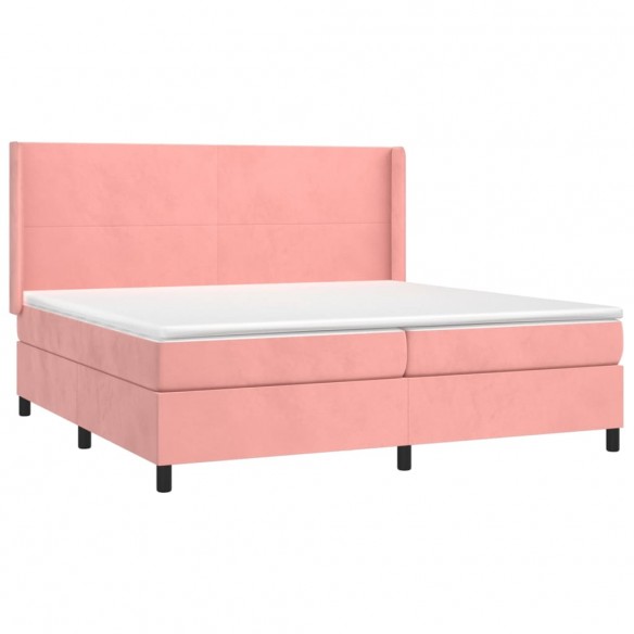 Cadre de lit avec matelas Rose 200x200 cm Velours