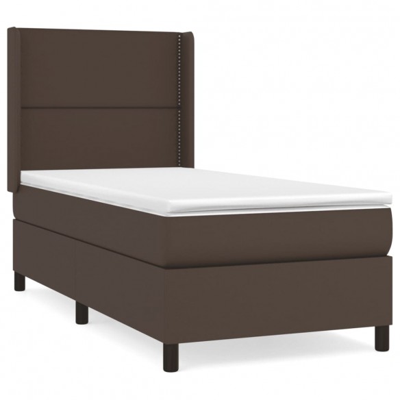 Cadre de lit avec matelas Marron 90x200cm Similicuir