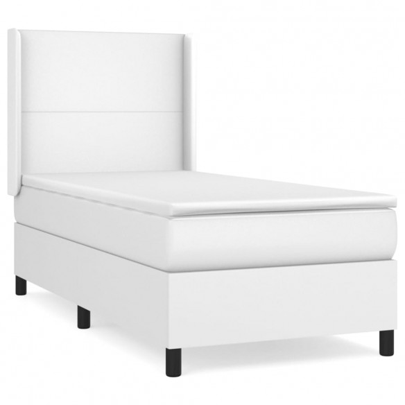 Cadre de lit avec matelas Blanc 90x200 cm Similicuir