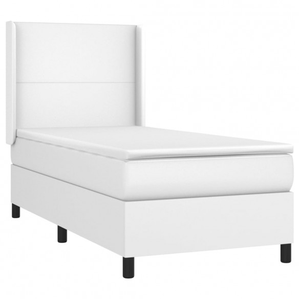 Cadre de lit avec matelas Blanc 90x200 cm Similicuir