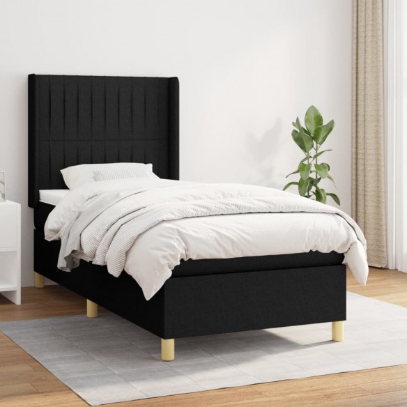 Cadre de lit avec matelas Noir 100x200 cm Tissu