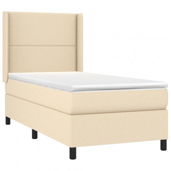 Cadre de lit avec matelas Crème 80x200 cm Tissu