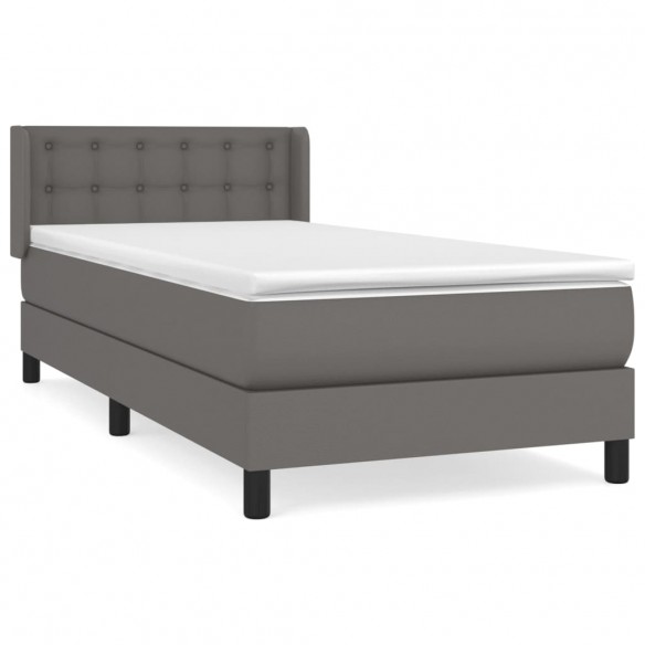 Cadre de lit avec matelas Gris 80x200 cm Similicuir