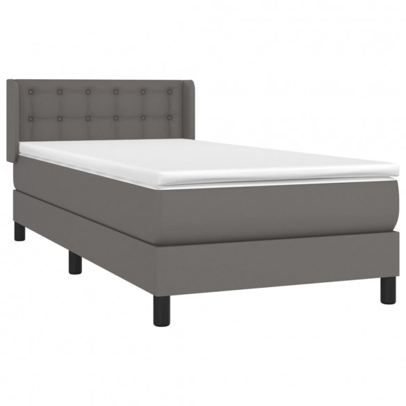 Cadre de lit avec matelas Gris 80x200 cm Similicuir