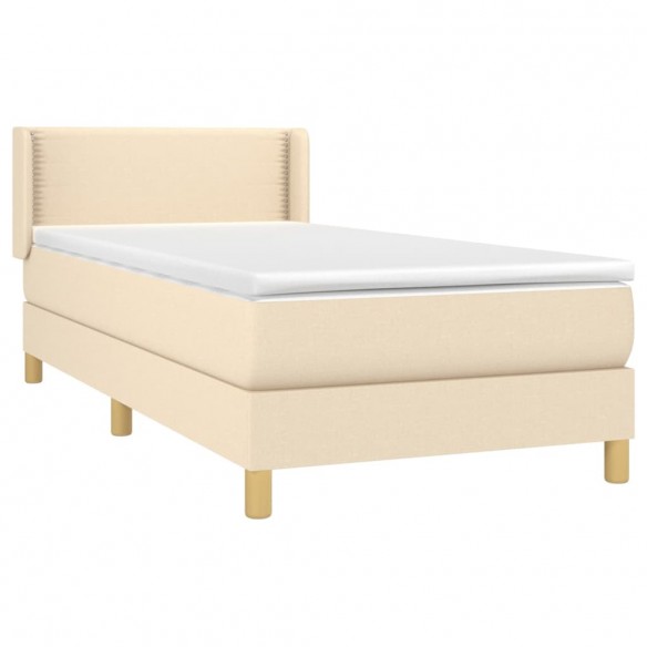 Cadre de lit avec matelas Crème 100x200 cm Tissu