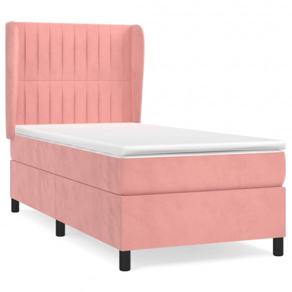 Cadre de lit avec matelas Rose 100x200 cm Velours