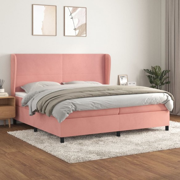 Cadre de lit avec matelas Rose 200x200 cm Velours