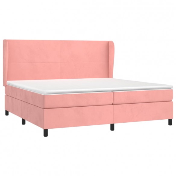 Cadre de lit avec matelas Rose 200x200 cm Velours