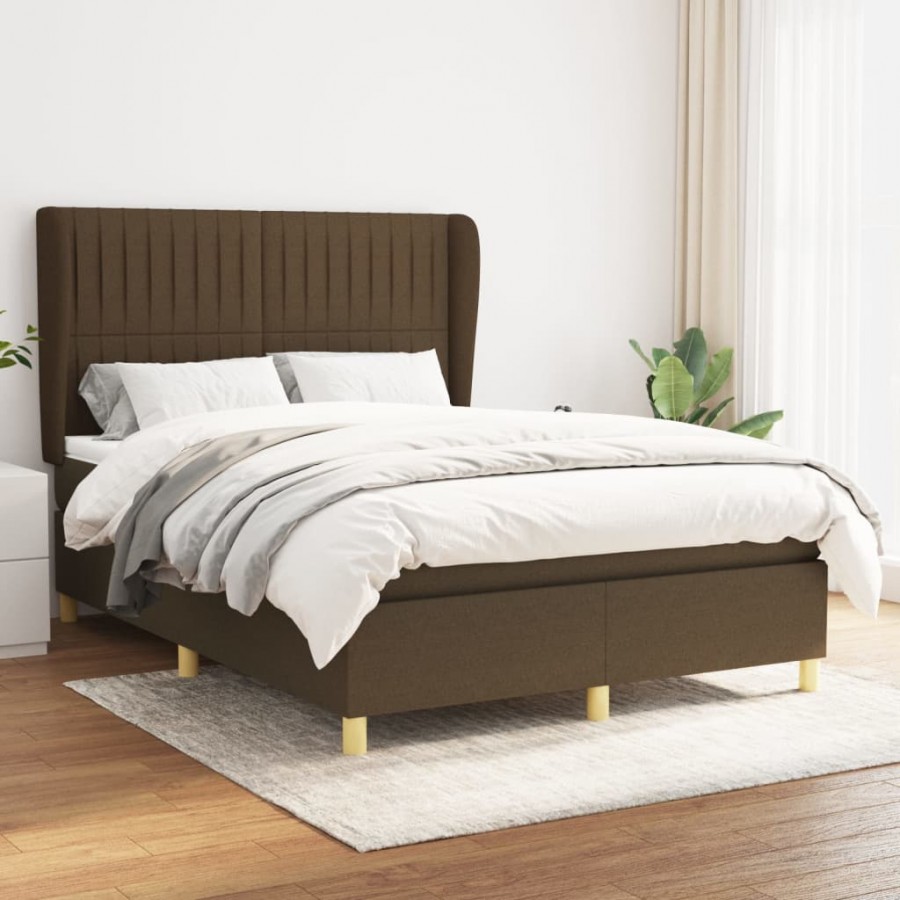 Cadre de lit avec matelas Marron foncé 140x190 cm