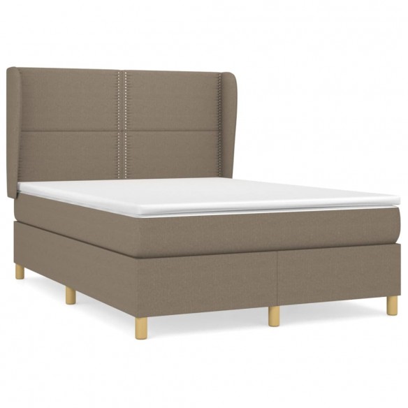 Cadre de lit avec matelas Taupe 140x190 cm Tissu