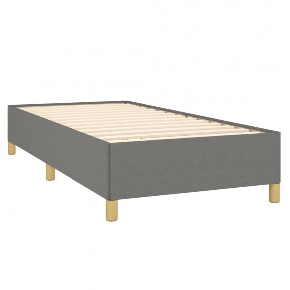 Cadre de lit avec matelas Gris foncé 100x200cm Tissu