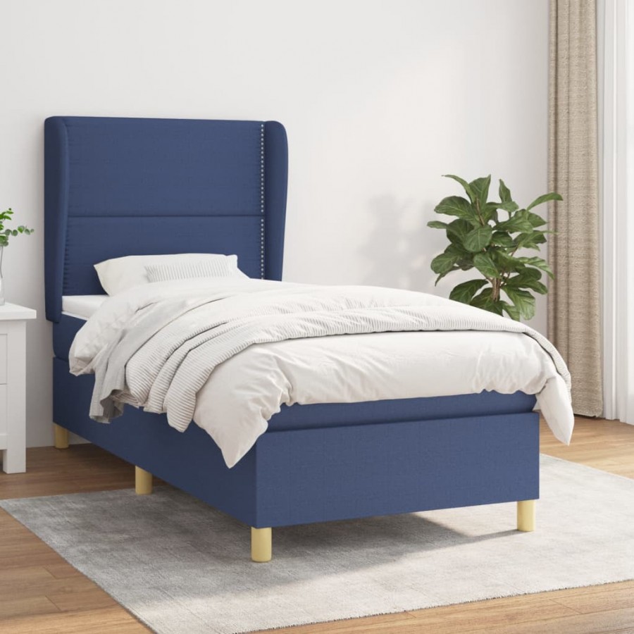 Cadre de lit avec matelas Bleu 80x200 cm Tissu