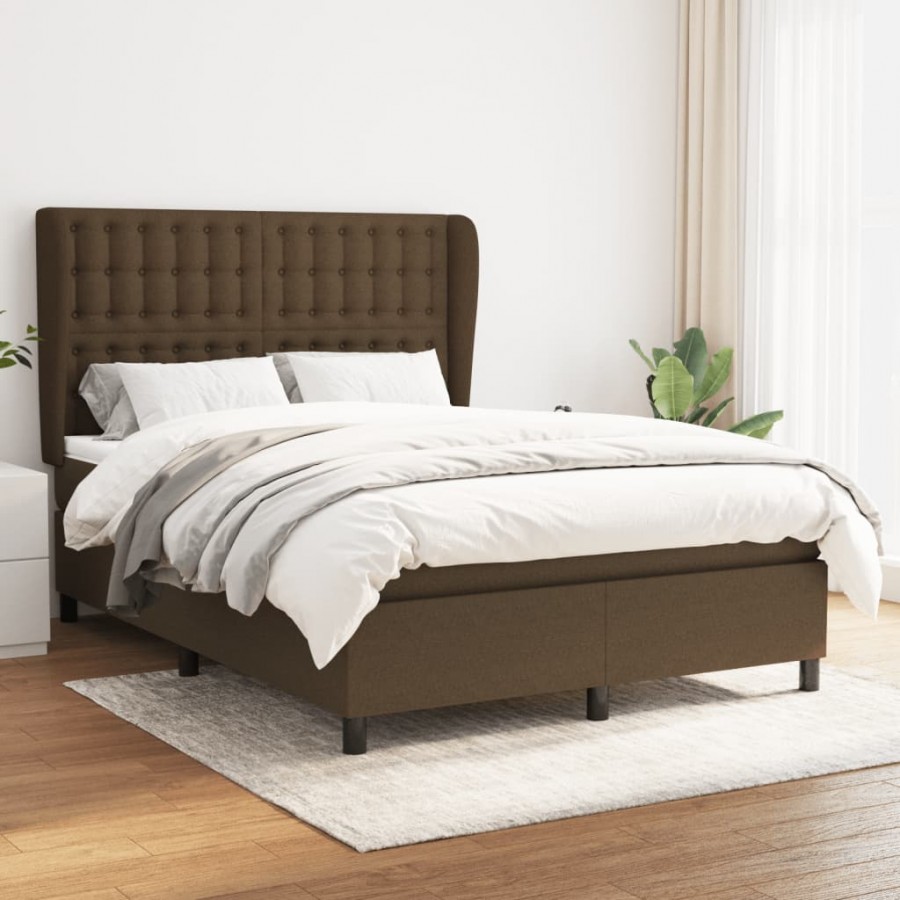 Cadre de lit avec matelas Marron foncé 140x190 cm