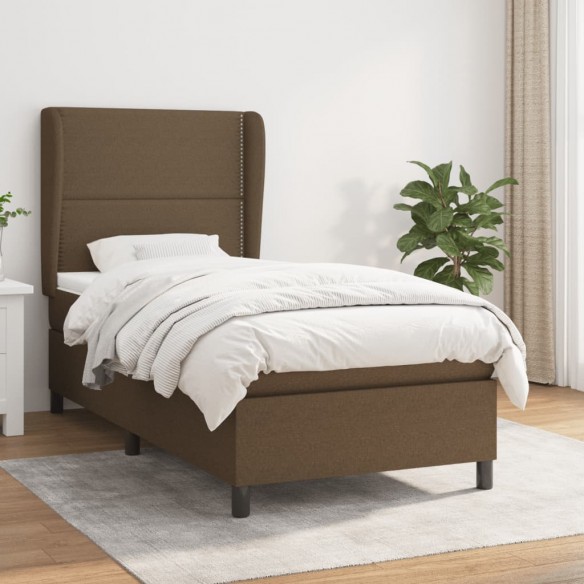 Cadre de lit avec matelas Marron foncé 90x200 cm