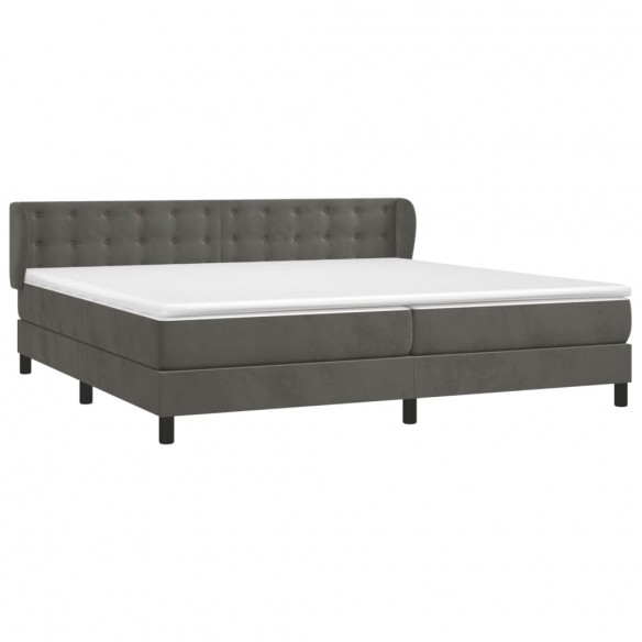 Cadre de lit et matelas Gris foncé 200x200cm Velours