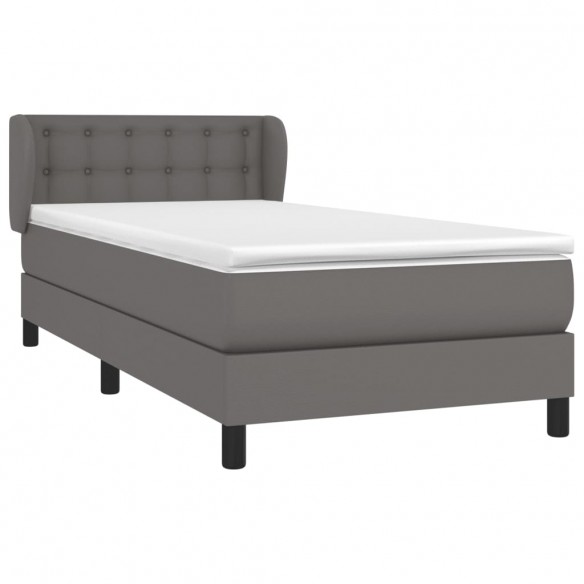 Cadre de lit avec matelas Gris 80x200 cm Similicuir