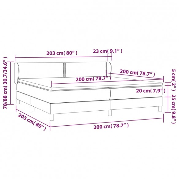 Cadre de lit avec matelas Marron 200x200 cm