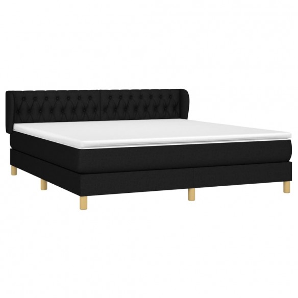 Cadre de lit avec matelas Noir 180x200 cm Tissu