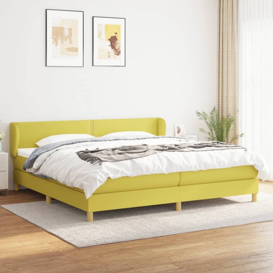 Cadre de lit avec matelas Vert 200x200 cm Tissu