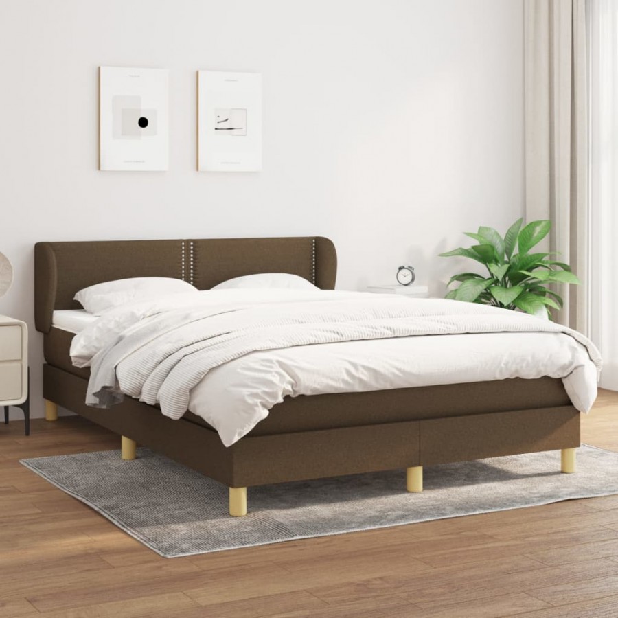 Cadre de lit avec matelas Marron foncé 140x200 cm