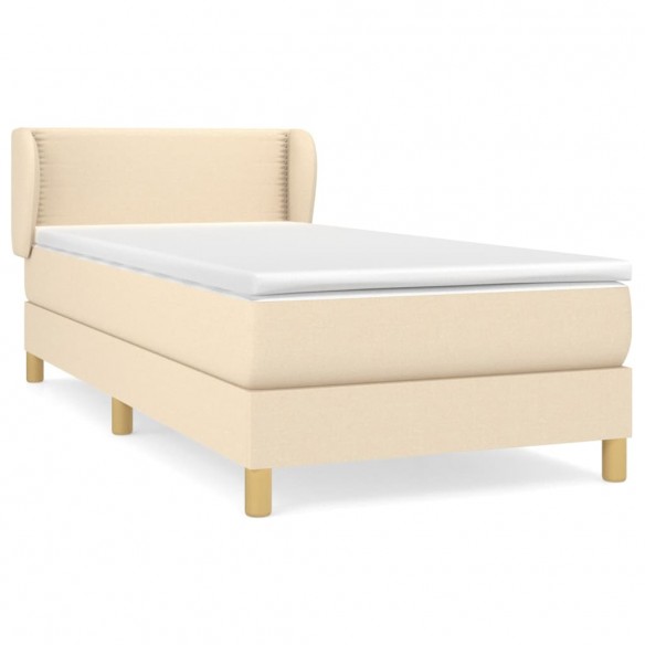 Cadre de lit avec matelas Crème 90x200 cm Tissu