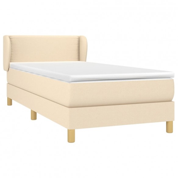 Cadre de lit avec matelas Crème 90x200 cm Tissu