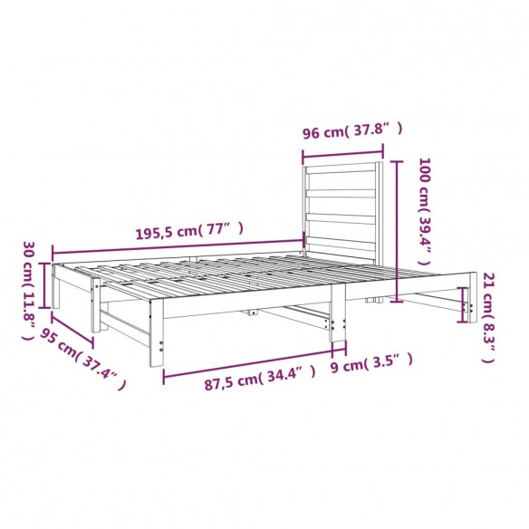 Lit coulissant 2x(90x190) cm Bois de pin massif