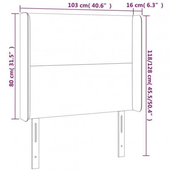 Tête de lit à LED Gris foncé 103x16x118/128 cm Velours