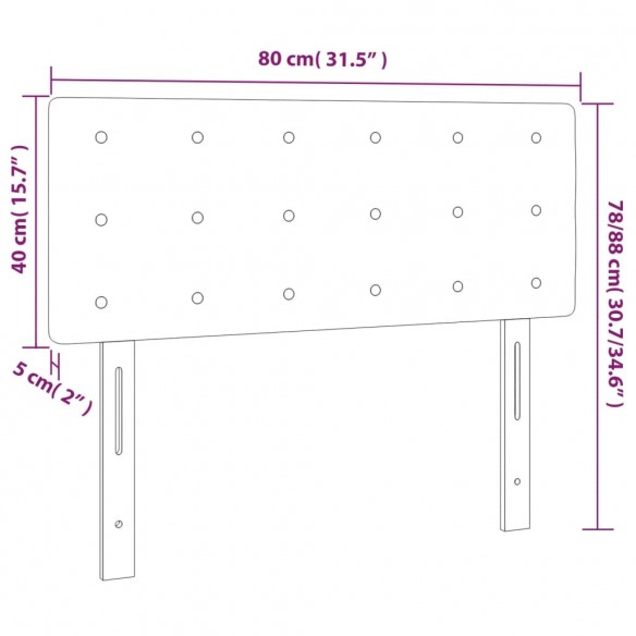 Tête de lit à LED Gris clair 80x5x78/88 cm Velours