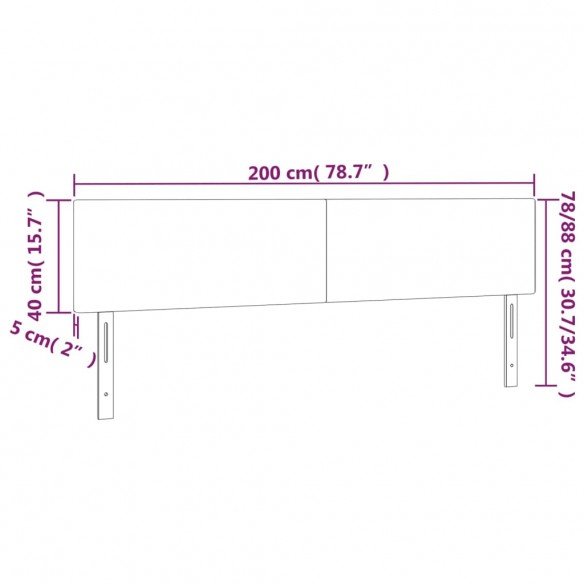 Tête de lit à LED Gris foncé 200x5x78/88 cm Velours