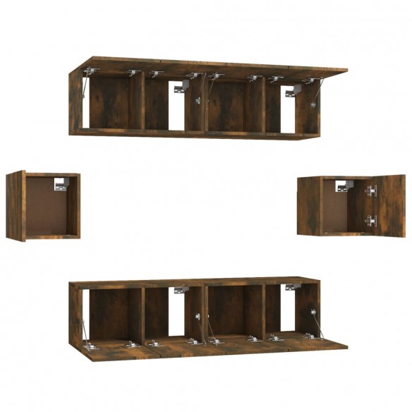 Ensemble de meubles TV 6 pcs Chêne fumé Bois d'ingénierie