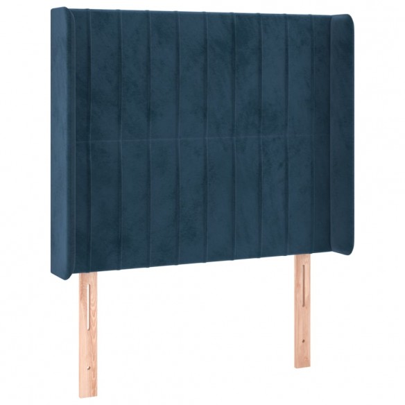 Tête de lit avec oreilles Bleu foncé 103x16x118/128 cm Velours