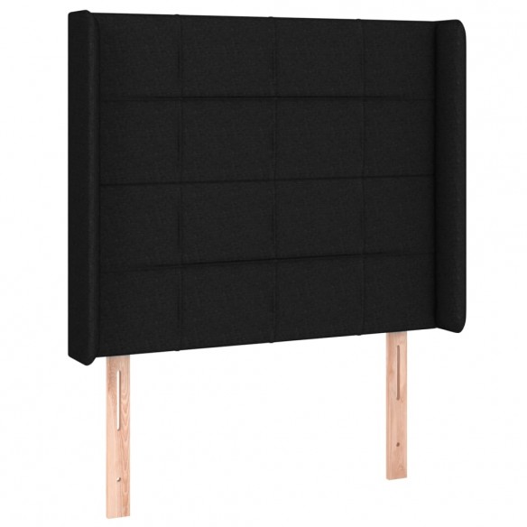 Tête de lit avec oreilles Noir 83x16x118/128 cm Tissu