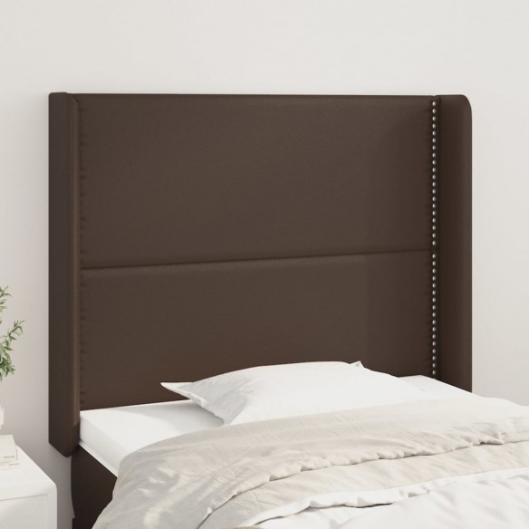 Tête de lit avec oreilles Marron 93x16x118/128 cm Similicuir