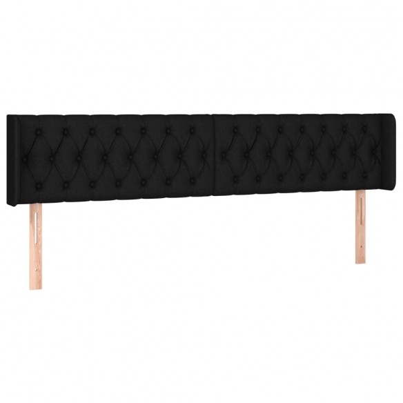 Tête de lit avec oreilles Noir 203x16x78/88 cm Tissu