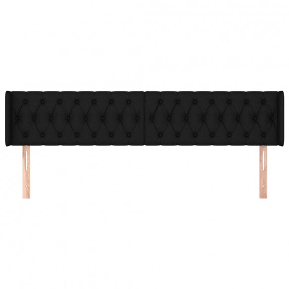 Tête de lit avec oreilles Noir 203x16x78/88 cm Tissu