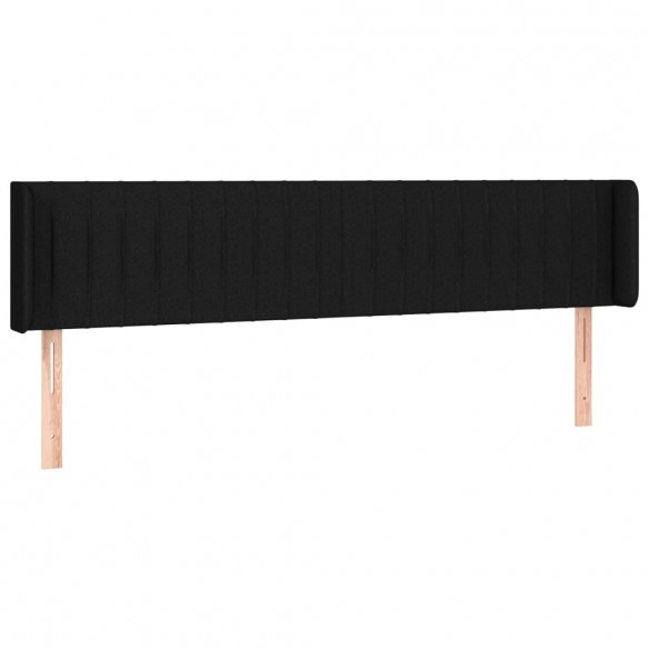 Tête de lit avec oreilles Noir 203x16x78/88 cm Tissu