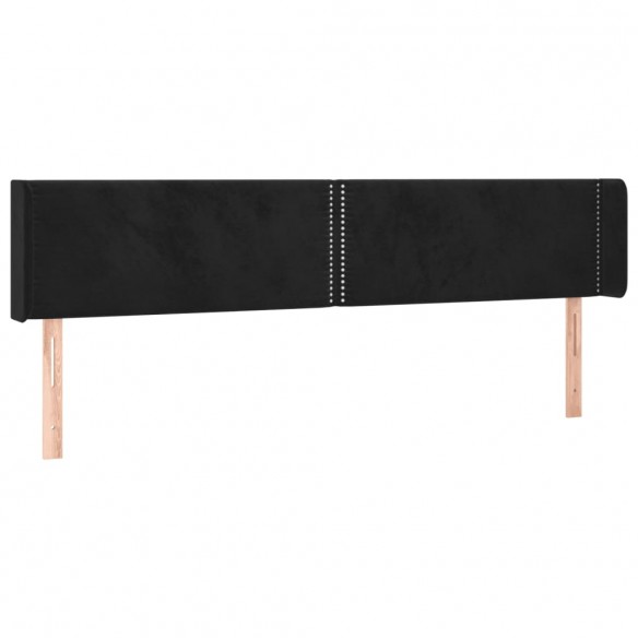 Tête de lit avec oreilles Noir 203x16x78/88 cm Velours